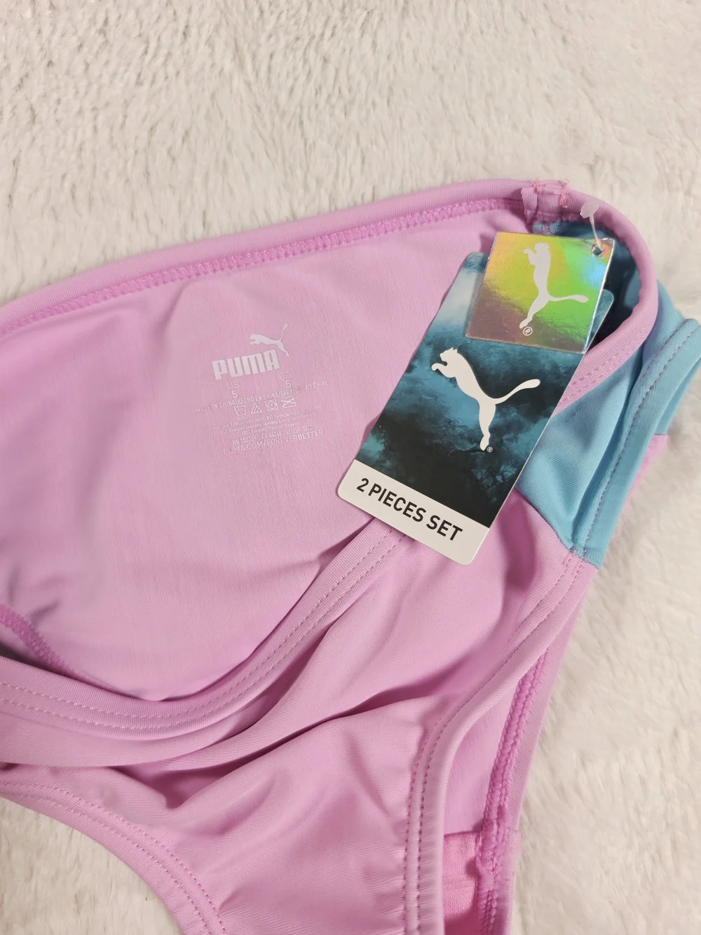 Puma Kids Two-Tone Pink and Light Blue Bikini Bottoms(SW300-12)